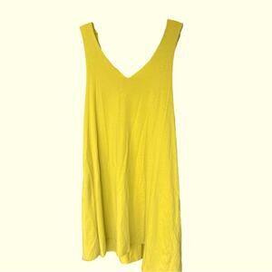 MSquare Soft Pima Cotton Tank Dress, Yellow, Artsy, Boho, Lagenlook, Lounge, L